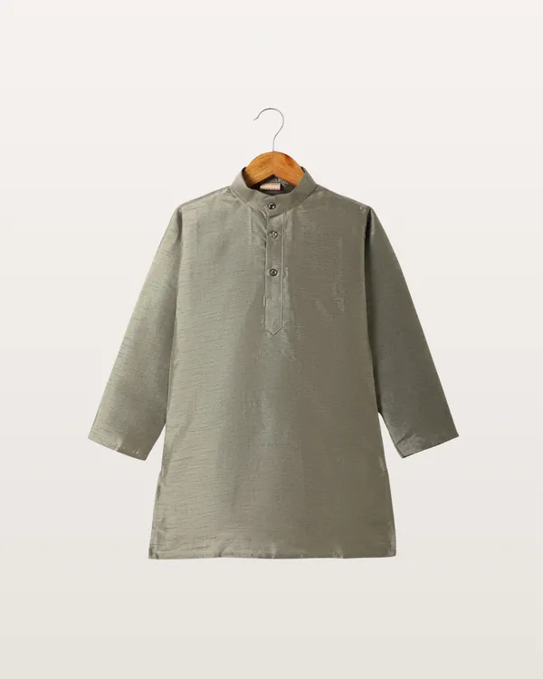 Green_Kurta_&_Pyjama_With_Embroidered_Jacket_Set_For_Kids