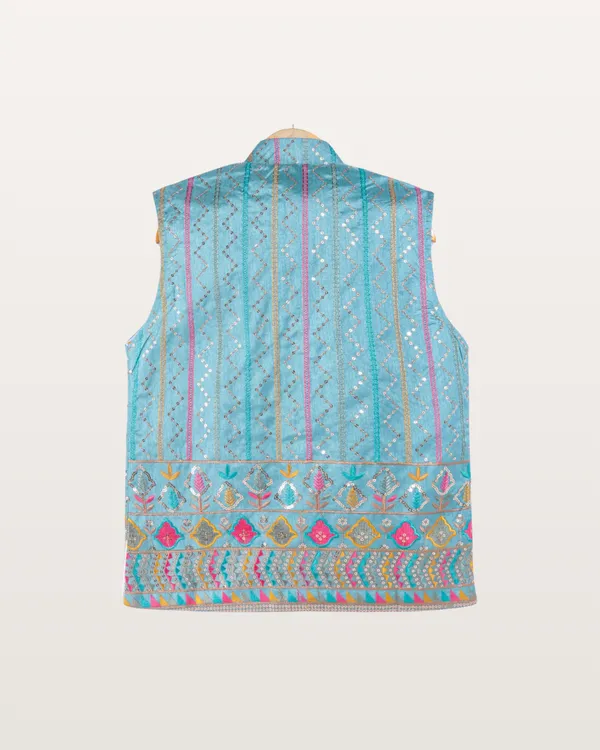 Blue_Kurta_&_Pyjama_With_Sequined_Striped_Jacket_Set_For_Kids