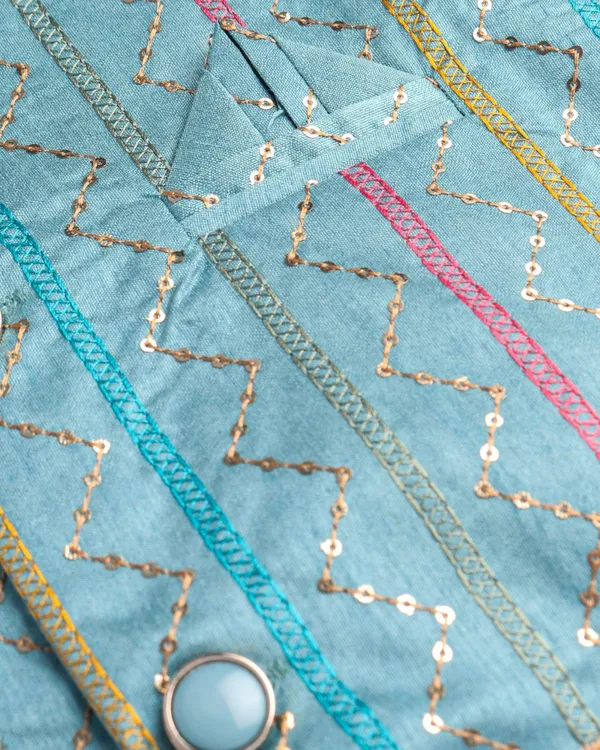 Blue_Kurta_&_Pyjama_With_Sequined_Striped_Jacket_Set_For_Kids