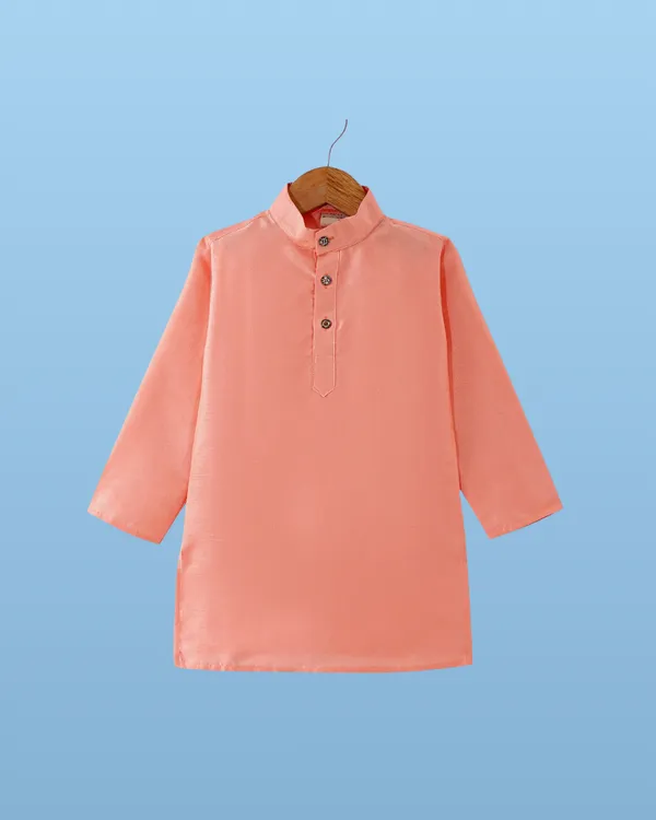 Light_Peach_Kurta_&_Pyjama_With_Sequined_Jacket_Set_For_Kids