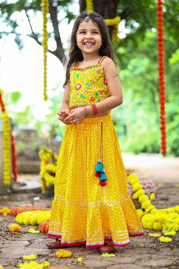 100%_Pure_Cotton_Marigold_Charm_Lehenga_Choli_Set