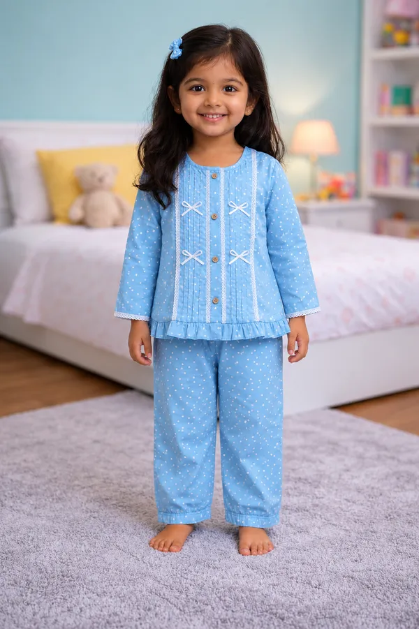 100%_Pure_Cotton_Nightsuit_|_Ultra_Soft_and_Breathable_|_All_Season_Comfort_|_Blue_Princess