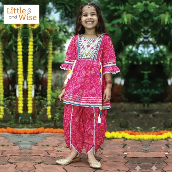 100%_Pure_Cotton_Pink_Petals_Dhoti_Kurti_Set