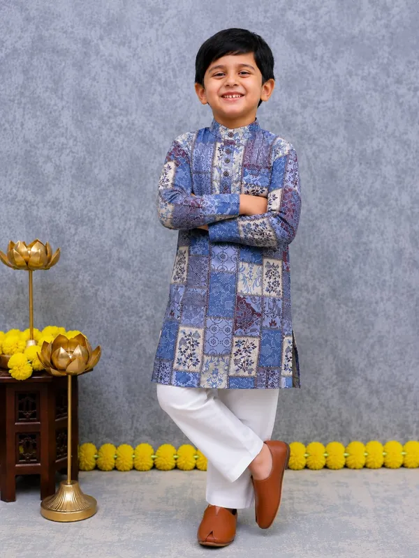 100%_Pure_Cotton_Royal_Indigo_Kurta_Pyjama_Set