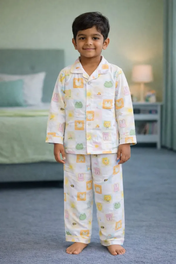 100%_Pure_Muslin_Orange_Puzzle_Nightsuit