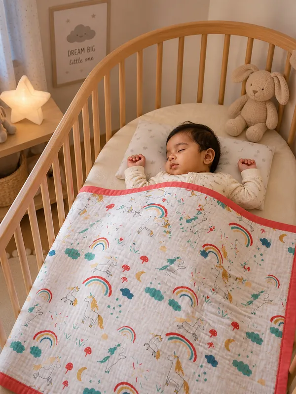 6_layer_Muslin_Blanket_-_Red_Unicorn