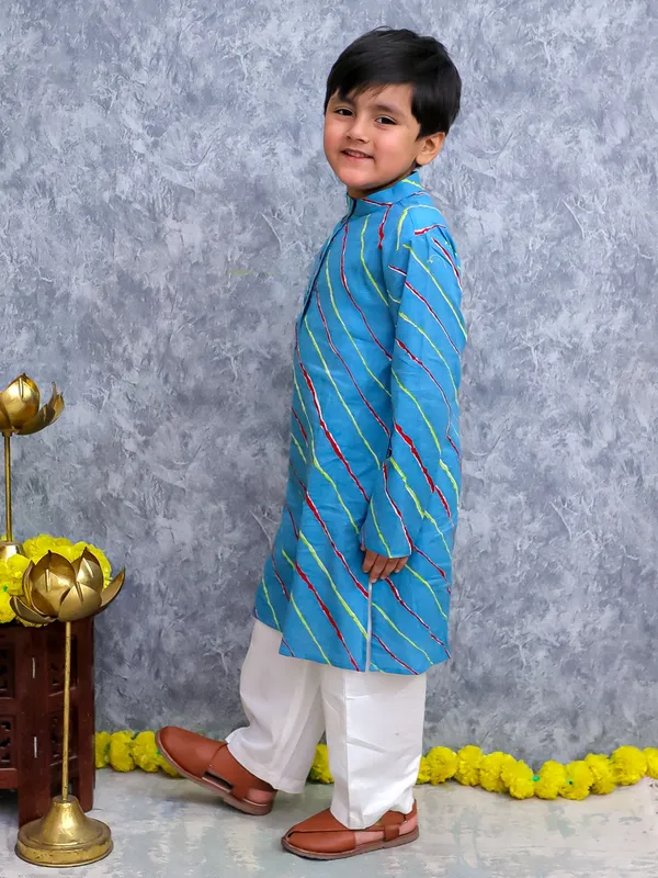 Blue__Pure_Cotton_Little_Nawab_Ethnic_Kurta_Set_For_Boys