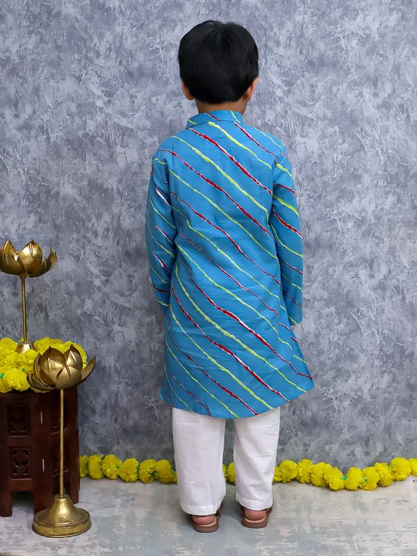 Blue__Pure_Cotton_Little_Nawab_Ethnic_Kurta_Set_For_Boys