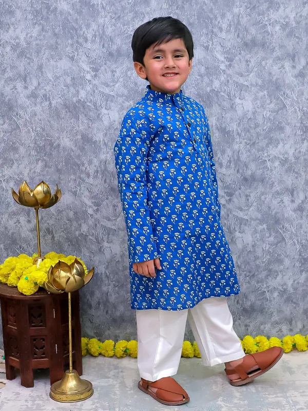 Blue__Pure_Cotton_Little_Maharaja_Ethinic_For_Boys