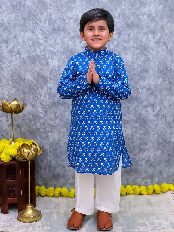 Blue__Pure_Cotton_Little_Maharaja_Ethinic_For_Boys