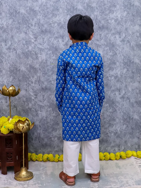 Blue__Pure_Cotton_Little_Maharaja_Ethinic_For_Boys