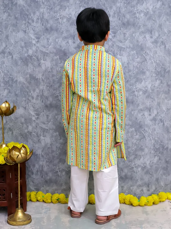 Yellow_With_Strioes__Pure_Cotton_Rainbow_Stripes_Ethinic_For_Boys