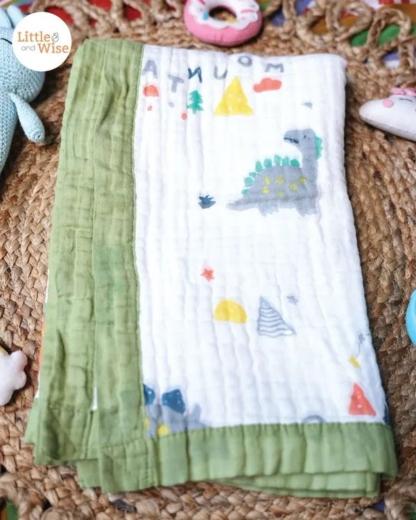 6_Layer_100%_Muslin_Blanket_-0_to_3_years_-_Green_Dino