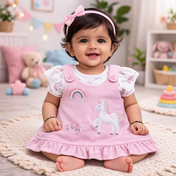 100%_Cotton_Frock_-_New_born_to_9months_-_Baby_Skin_Friendly_-_Pink_Princess