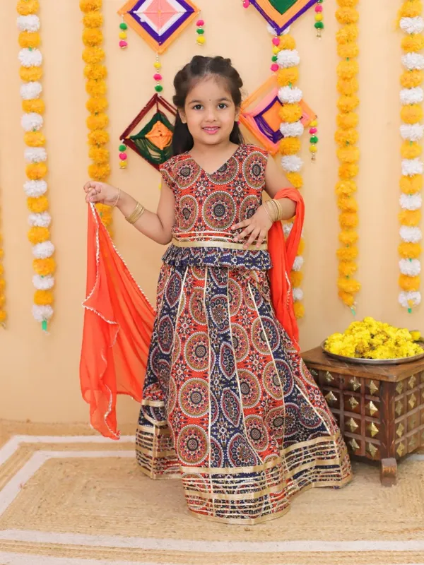Brown__Pure_Cotton_Raag_Rasiya_Ethnic_Kurti_Set_For_Girls