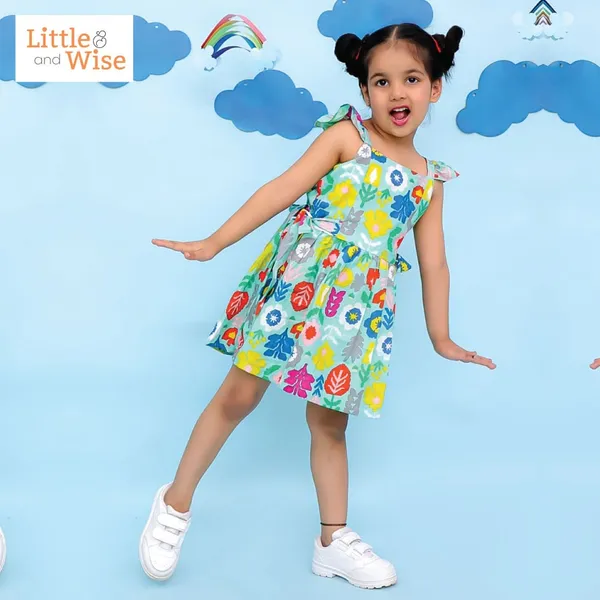 100%_Pure_Cotton_Premium_Frock_-_1yr_to_10yr_-_Blue_Blossom