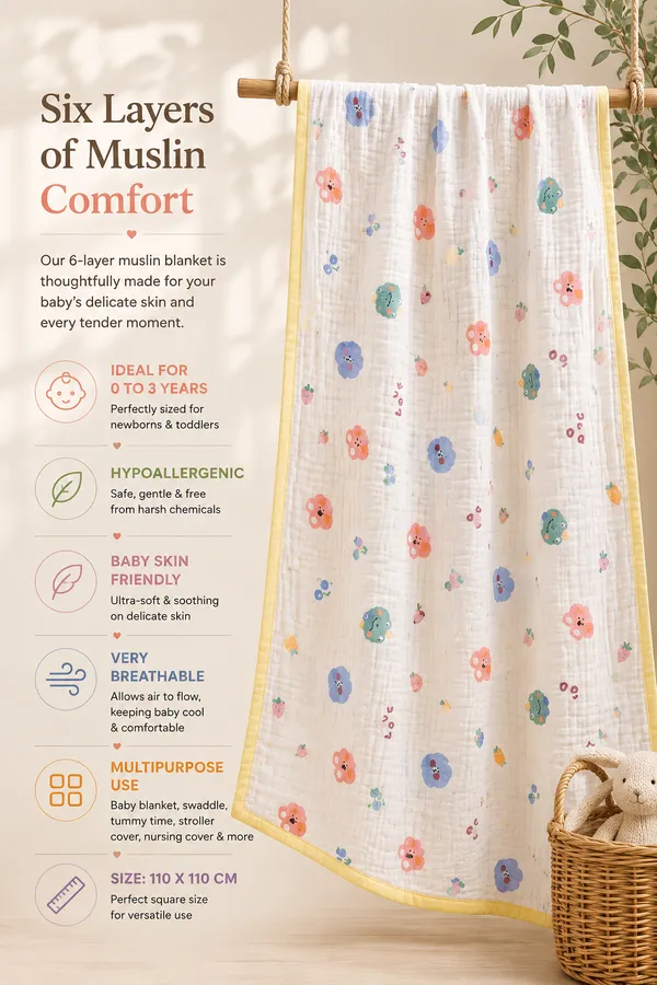 6_Layer_100%_Muslin_Blanket_-0_to_3_years_-_Yellow_Bunny