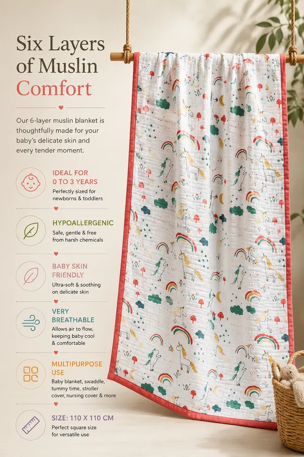 6_layer_Muslin_Blanket_-_Red_Unicorn