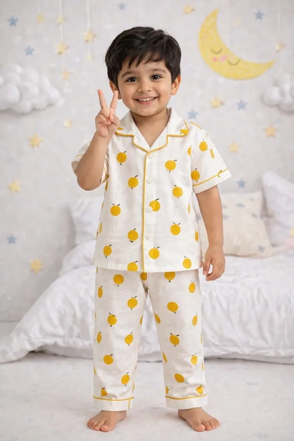 100%_Crinkle_Muslin_Nightsuit_|_Ultra-Soft_&_Breathable_Sleepwear_for_Babies_&_Kids_|_Tangerine_Orange
