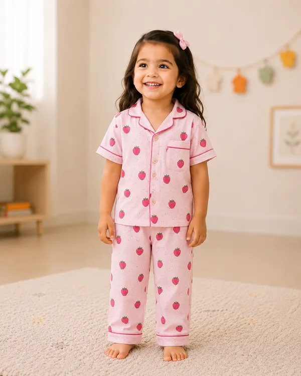 100%_Crinkle_Muslin_Nightsuit_|_Ultra-Soft_&_Breathable_Sleepwear_for_Babies_&_Kids_|__Pink_Strawberry