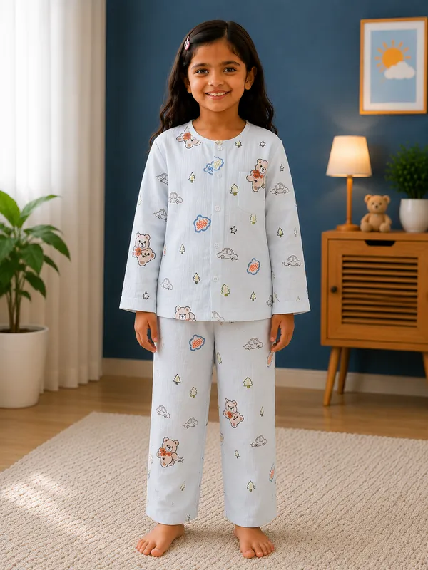 Pure_Muslin_Cotton_Nightsuit_for_Babies_&_Kids_|_Soft_&_Breathable_|_Blue_Car