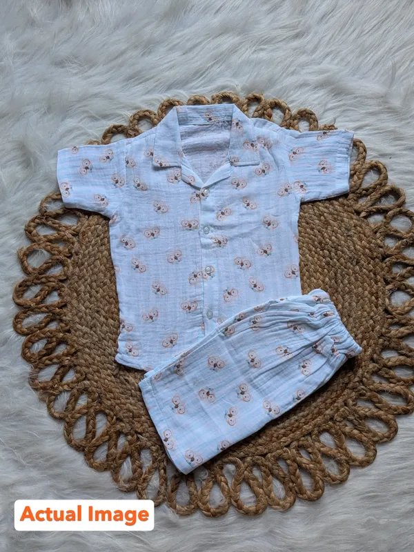100%_Muslin_Cotton_Co-ord_Set_-_Playtime_to_Bedtime_-_Koala_Stripe