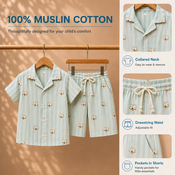 100%_Muslin_Cotton_Co-ord_Set_-_Playtime_to_Bedtime_-_Koala_Stripe