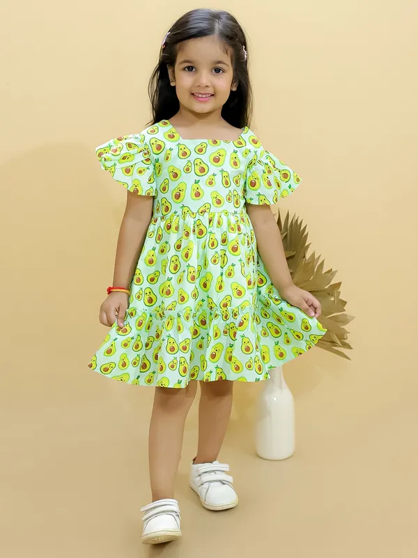 100%_Pure_Cotton_Premium_Frock_-_1yr_to_10yr_-_Green_Avacado