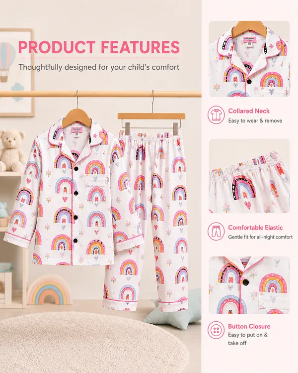 100%_Pure_Cotton_Nightsuit_|_Ultra-Soft_&_Breathable_Sleepwear_for_Babies_&_Kids_|Rainbow_Dreams