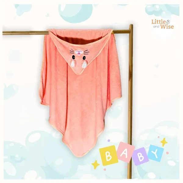 100%_Cotton_Towel_with_hood_-_Peach_Bunny