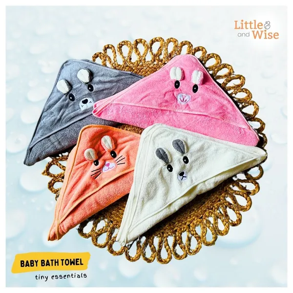 100%_Cotton_Towel_with_hood_-_Peach_Bunny