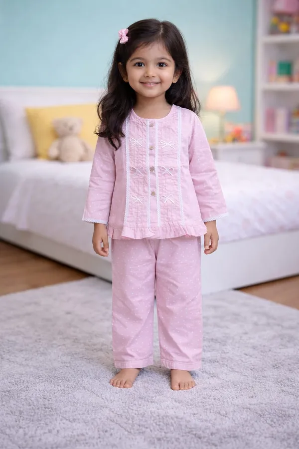 100%_Pure_Cotton_Nightsuit_-_6m_to_10_years-_Unisex_-_Full_Sleeves_-Pink_Princess