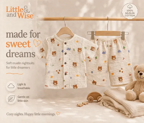 100%_Crinkle_Muslin_Coord_Set_|_Ultra-Soft_&_Breathable_|_Babies_&_Kids_|Unisex_|_Teddy_Playtime