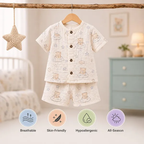 100%_Crinkle_Muslin_Coord_Set_|_Ultra-Soft_&_Breathable_|_Babies_&_Kids_|Unisex_|_Teddy_snuggle