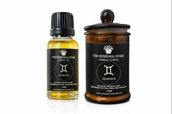 The_Remedial_Store_Gemini_Zodiac_Candle_120g_with_Gemini_Zodiac_Oil_12ml_Combo_|_Premium_Aromatherapy_Candle_&_Essential_Oil_Set_|_Astrology_Gift_for_Meditation_Manifestation_Home_Fragrance