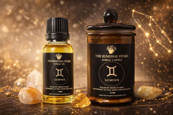 The_Remedial_Store_Gemini_Zodiac_Candle_120g_with_Gemini_Zodiac_Oil_12ml_Combo_|_Premium_Aromatherapy_Candle_&_Essential_Oil_Set_|_Astrology_Gift_for_Meditation_Manifestation_Home_Fragrance