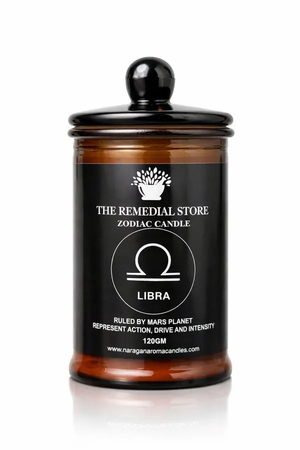 The_Remedial_Store_Libra_Zodiac_Scented_Candle_120g_Amber_Glass_jar_Long_Lasting_Burn_for_Home_Decor_Meditation_Gift