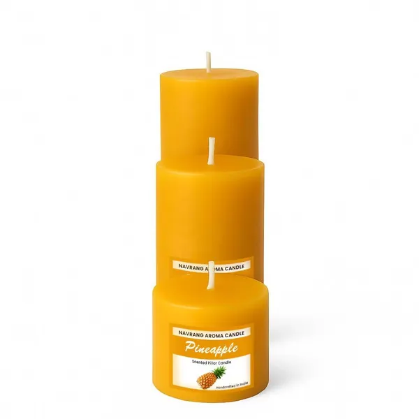 Yellow_Set_Of_3_Scented_Pillar_Candles_Bakhoor_Fragrance_|_Black_Round_Soy_Wax_Candles_|_Sizes:_2X2,_2X4,_2X6_In