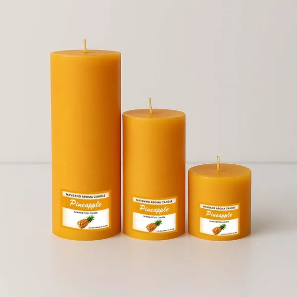 Yellow_Set_Of_3_Scented_Pillar_Candles_Bakhoor_Fragrance_|_Black_Round_Soy_Wax_Candles_|_Sizes:_2X2,_2X4,_2X6_In