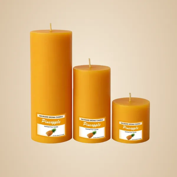 Yellow_Set_Of_3_Scented_Pillar_Candles_Bakhoor_Fragrance_|_Black_Round_Soy_Wax_Candles_|_Sizes:_2X2,_2X4,_2X6_In