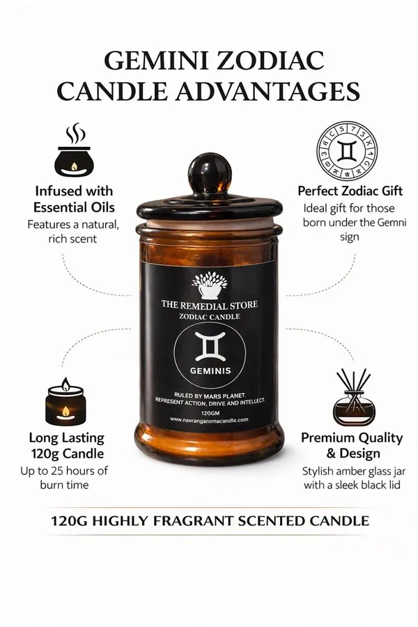The_Remedial_Store_Gemini_Zodiac_Candle_120g_|_Premium_Scented_Aroma_Candle_in_Glass_Jar_|_Long_Lasting_Home_Fragrance_for_Meditation_Ritual_Relaxation_|_Astrology_Gift_for_Gemini_Lovers