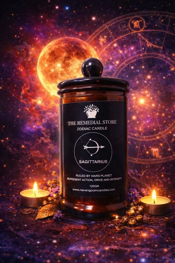 The_Remedial_Store_Sagittarius_Zodiac_Scented_Candle_120g_|_Premium_Glass_Jar_Aroma_Candle_|_Long_Lasting_Fragrance_|_Home_D�cor_&_Gift