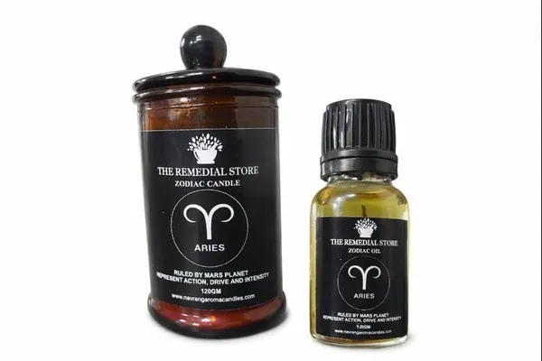 Aries_Zodiac_Candle_&_Essential_Oil_Set_-_Ruled_by_Mars_for_Action_&_Drive_-_The_Remedial_Store_Astrology_Gift_Bundle_-_120g_Amber_Jar_&_Aroma_Oil