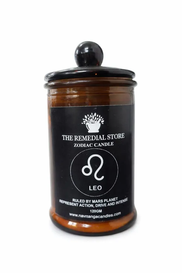 The_Remedial_Store_Leo_Zodiac_Sign_Candle_Jar_120g_|_100%_Natural_Wax_|_Non-Toxic,_Clean-Burning_Fragrance_Candle_for_Home,_Office_&_Meditation