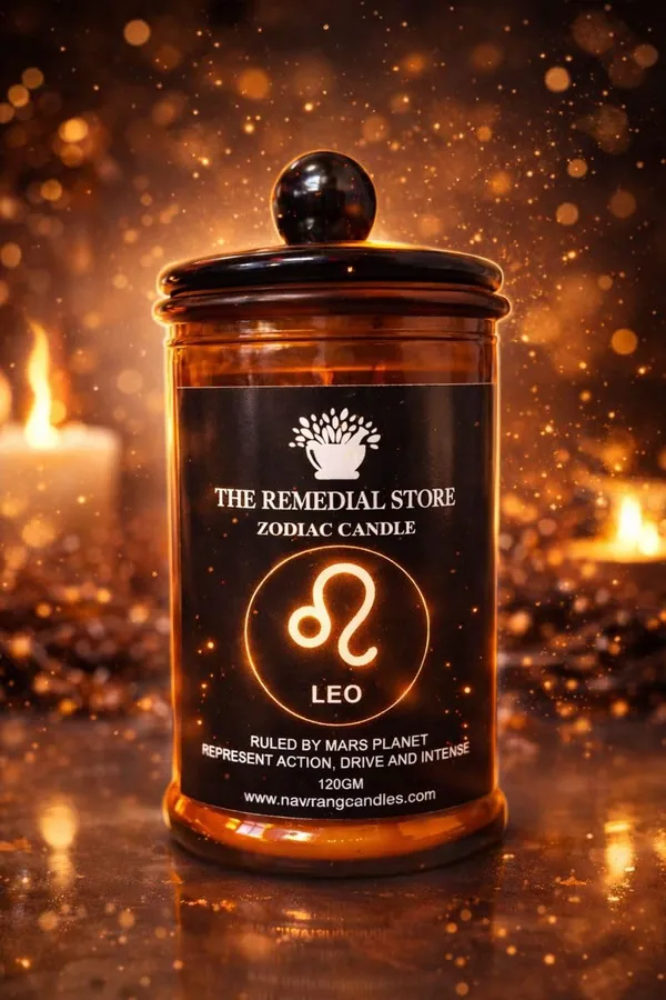 The_Remedial_Store_Leo_Zodiac_Sign_Candle_Jar_120g_|_100%_Natural_Wax_|_Non-Toxic,_Clean-Burning_Fragrance_Candle_for_Home,_Office_&_Meditation