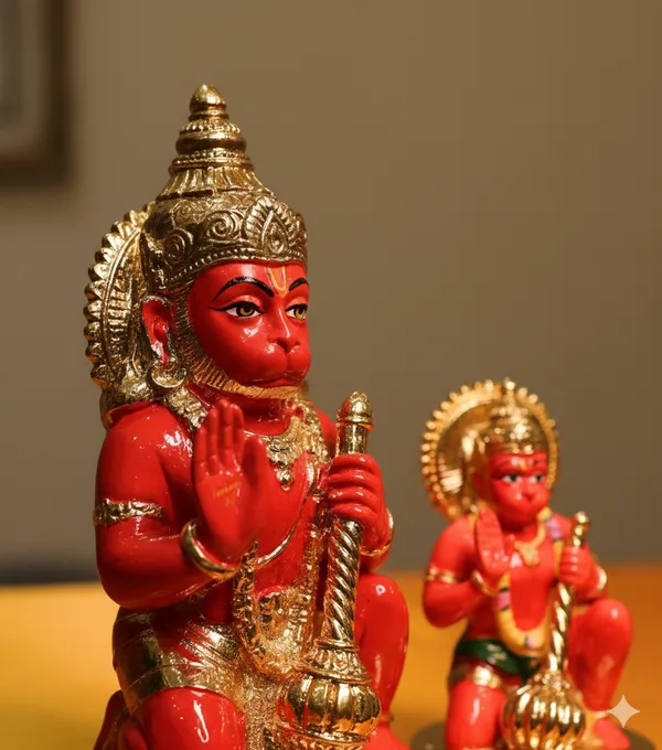 Hanuman_Statue_-_Red_with_Gold_Finish_(Spiritual_Idol)