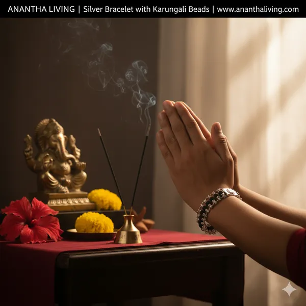 Karungali_Wood_Silver-Cap_Bracelet