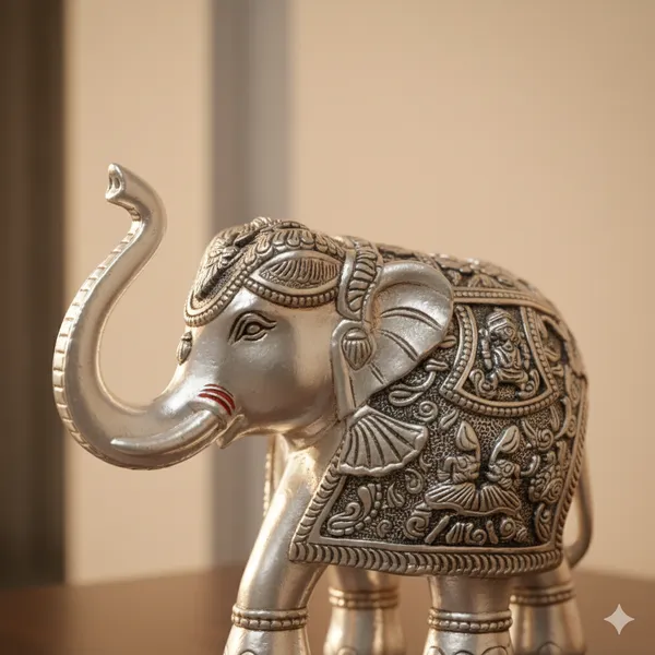 Silver_Elephant_-_Trunk_Up_(Guardian_of_Home)(4_Inch)
