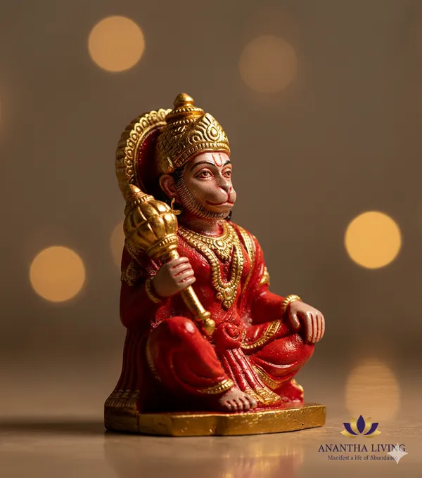 Hanuman_Statue_Small_-_Red_with_Gold_Finish