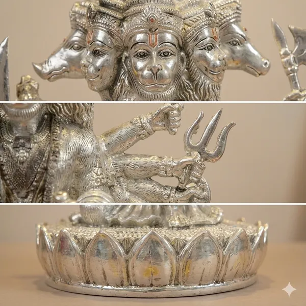 Premium_Silver_Finish_Panchmukhi_Hanuman_Idol_-_10_inches_with_Lotus_Pedestal